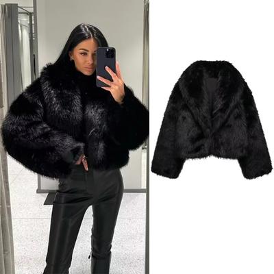 Faux Fur Coat for Women Autumn Winter Plush Coats and Jackets Streetwear Outerwears Long Sleeve Warm Womens Coats
