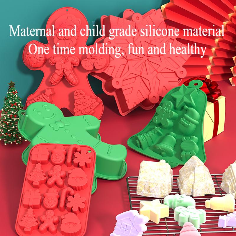 Christmas Tree Silicone Cake Mold DIY Snowman Gingerbread Man Santa Claus Chocolate Jelly Pudding Mold Cake Accessories