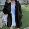 Dam Luvtröja Harajuku Koreanska Lösa oversized sweatshirts Enfärgad Långärmad huvtröja Student Girl Top