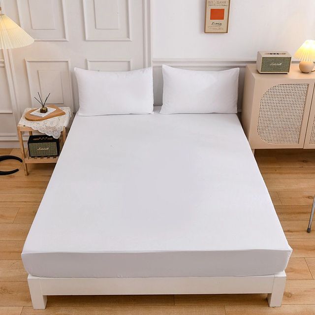 Solid Color Fitted Sheet Single And Double Bed Sheet Simple High -Grade Bed Sheets Soft Mattress Cover Sheet Protector