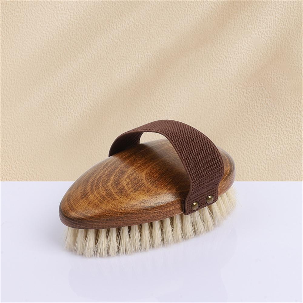 Natural Wood Bristle Bath Brush – Soft Wet Dry Body SPA Massager, Household Practical Skin Exfoliating Brush for Body Cleaning,