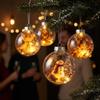 1Pcs Santa Claus Themed Clear Plastic Christmas Ball Ornament Led Light Hanging Decor For Christmas Tree Party Decoration