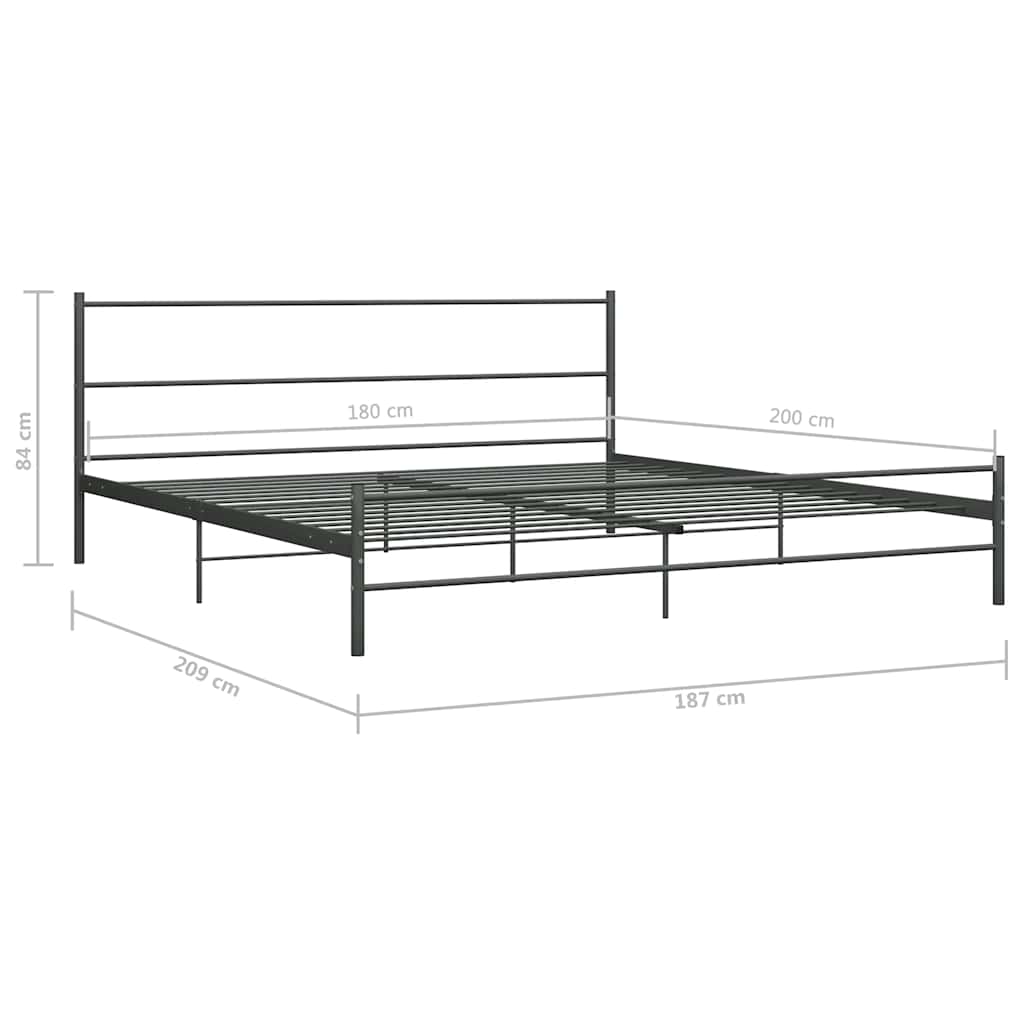 Double Bed Frame Gray Metal 180*200 Cm