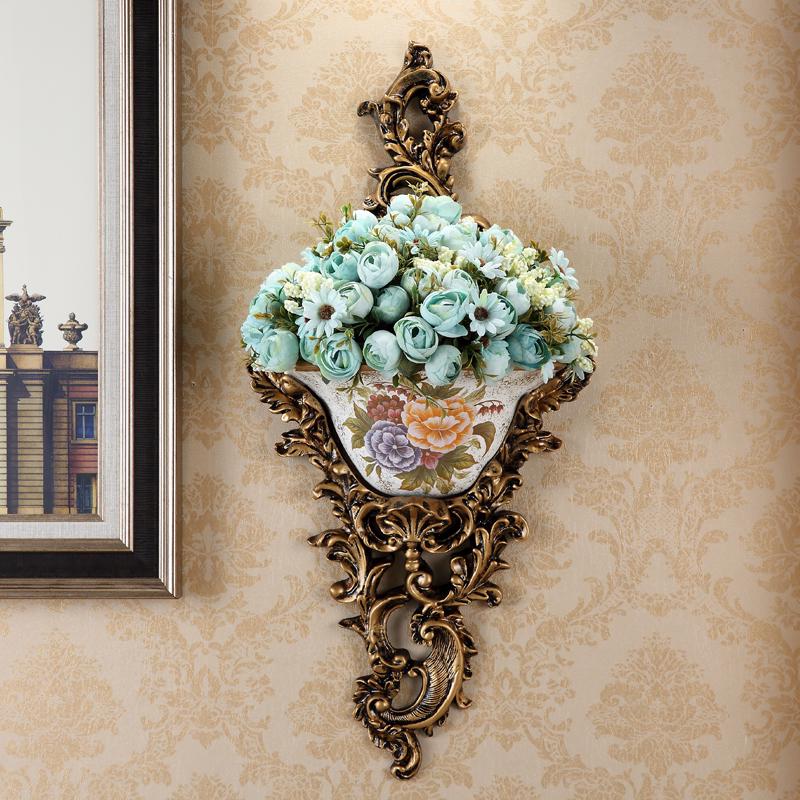 European Wall-Mounted Vase: Creative Resin Ornament for Retro Home Decor