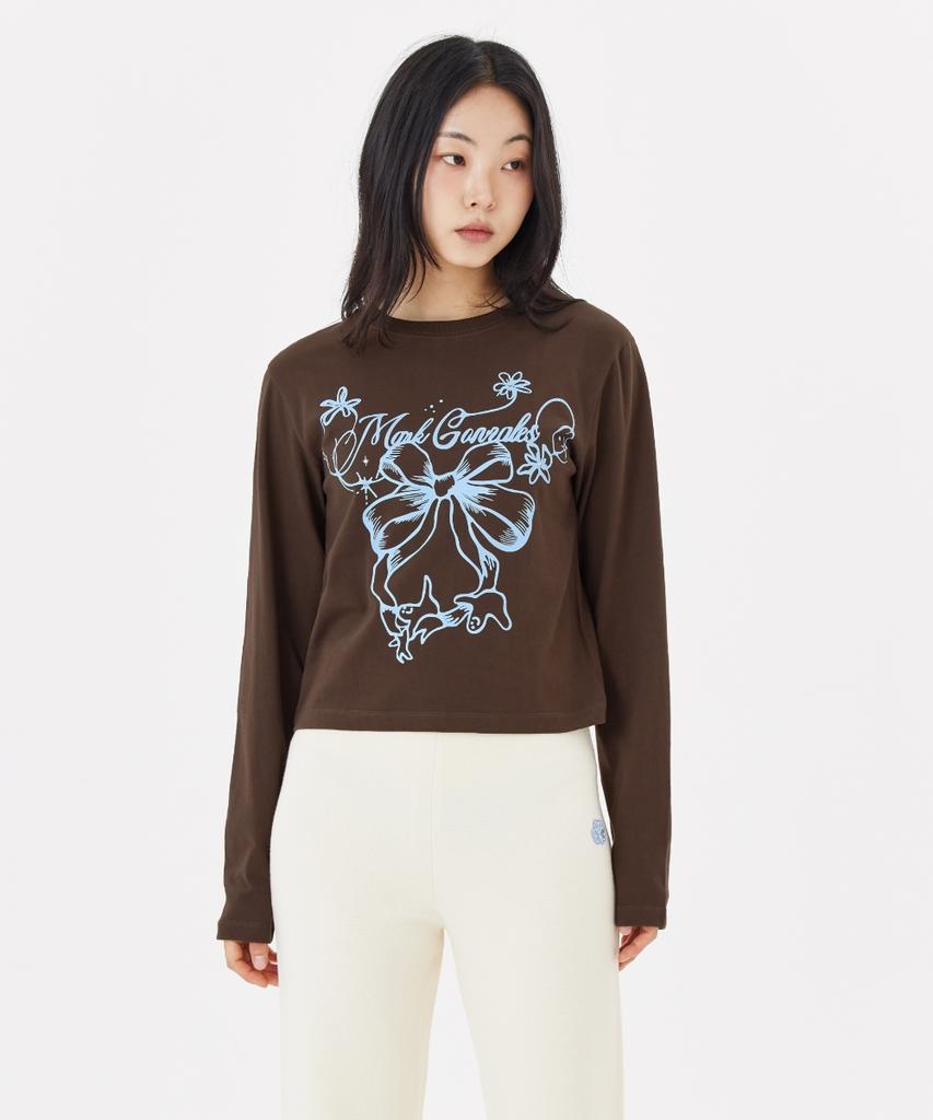 MARK GONZALES Women'S Ribbon Graphic T-Shirt - D/Brown