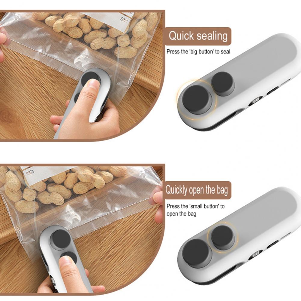 1/2Pcs Mini Bag Sealer with Cutter Power Display Screen 2 in 1 Portable Handheld Bag Sealer Snacks Chips Candy Rechargeable