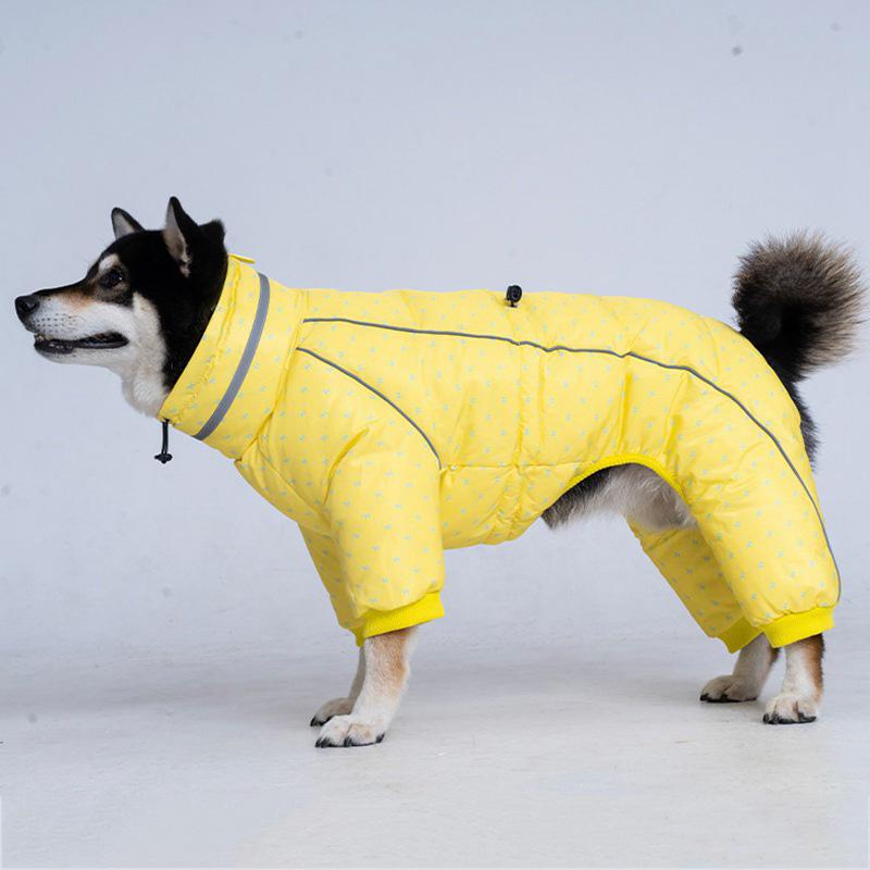 

Pet Clothes For dogs Winter Warm Waterproof Dog Jumpsuit Overall Thicker Coat Medium Small Breed Dogs Clothing Puppy Jacket S жёлтый