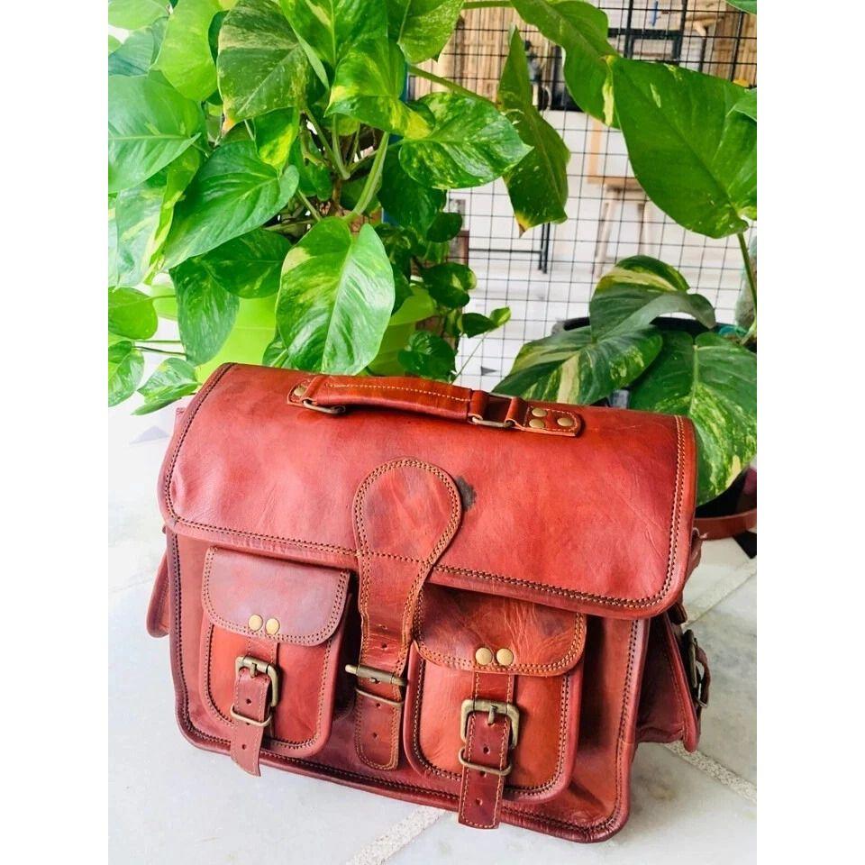 

Мужской портфель ручной работы из натуральной кожи, винтажный портфель для ноутбука, сумка-портфель 13 x 10 x 4 in