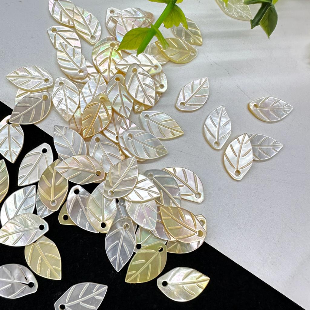 20Pcs, Natural Shell Pendant With Hole, Handmade Leaf Shape Charms for Jewelry Making DIY Necklace Accessories, Women Gift 13×8mm
