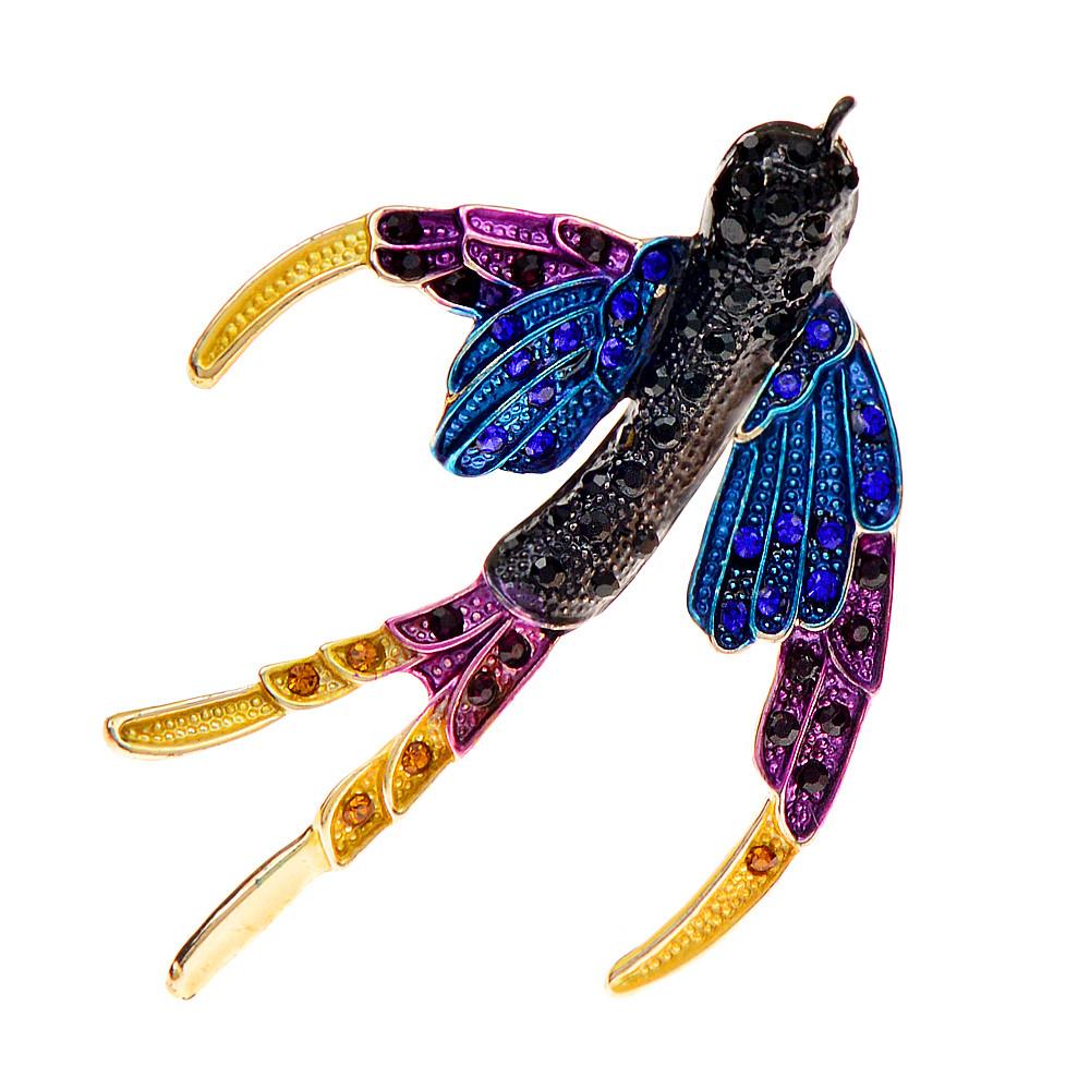 

Цветная эмалевая брошь-булавка в виде ласточки, животное, 1 шт.