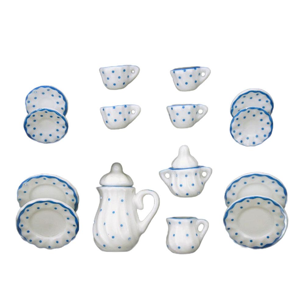 Mini Ceramic Tea Set Perfect Play Toy for Kids - Miniature Food Dishes Cups Plates For Children Tea Cups