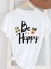 (Asian Size) Women's Top T Female Print Short Sleeve T-shirts Fashion flower letter O-neck Casual Clothing  Graphic Tee