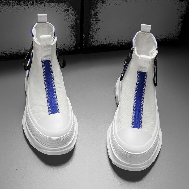 2024 Autumn Men's Shoes New Trend Thick Sole Explosion Korean Version of High Top Leisure Canvas Shoes