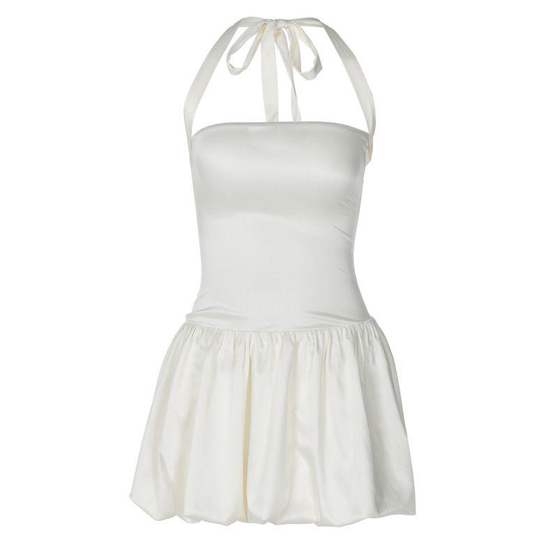 Elsa Fashion Ins New Sexy Sexy Short Bud Skirt Pure Color Close-Fitting Chest Wrap Halterneck Niche Dress