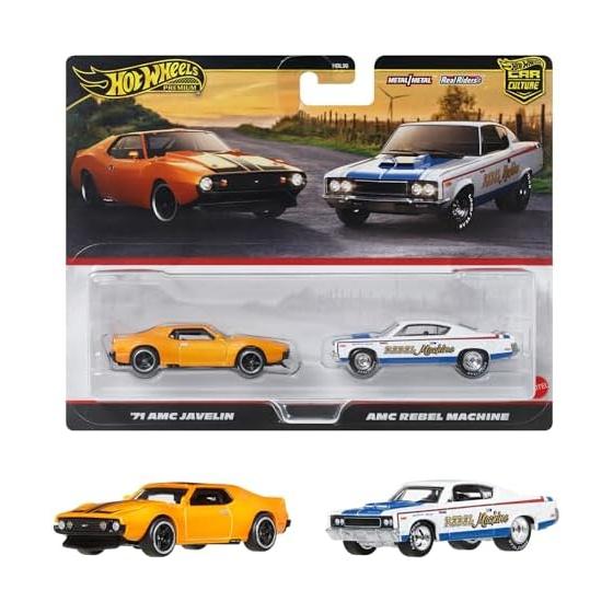 Hot Wheels Премиум 2 шт. - 71 AMC Javelin/AMC Rebel Machine Игрушечный автомобиль Мини-машина 3+ лет Мульти JBL06