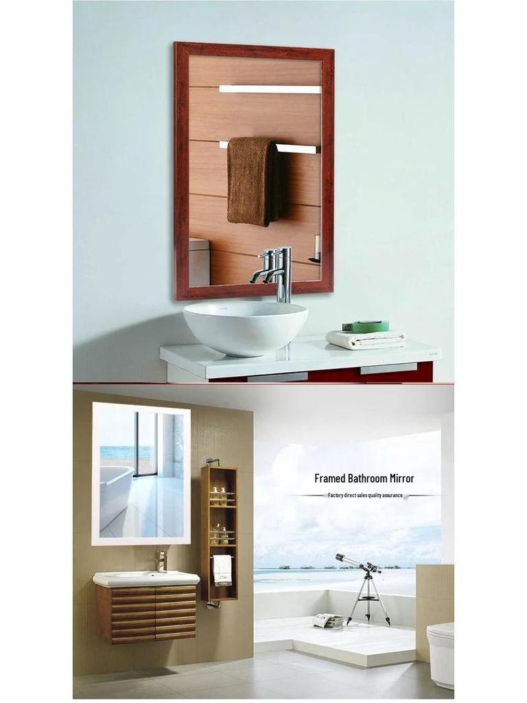 Framed Wall-Mounted Minimalist Vanity Mirror for Bathroom and Dorm