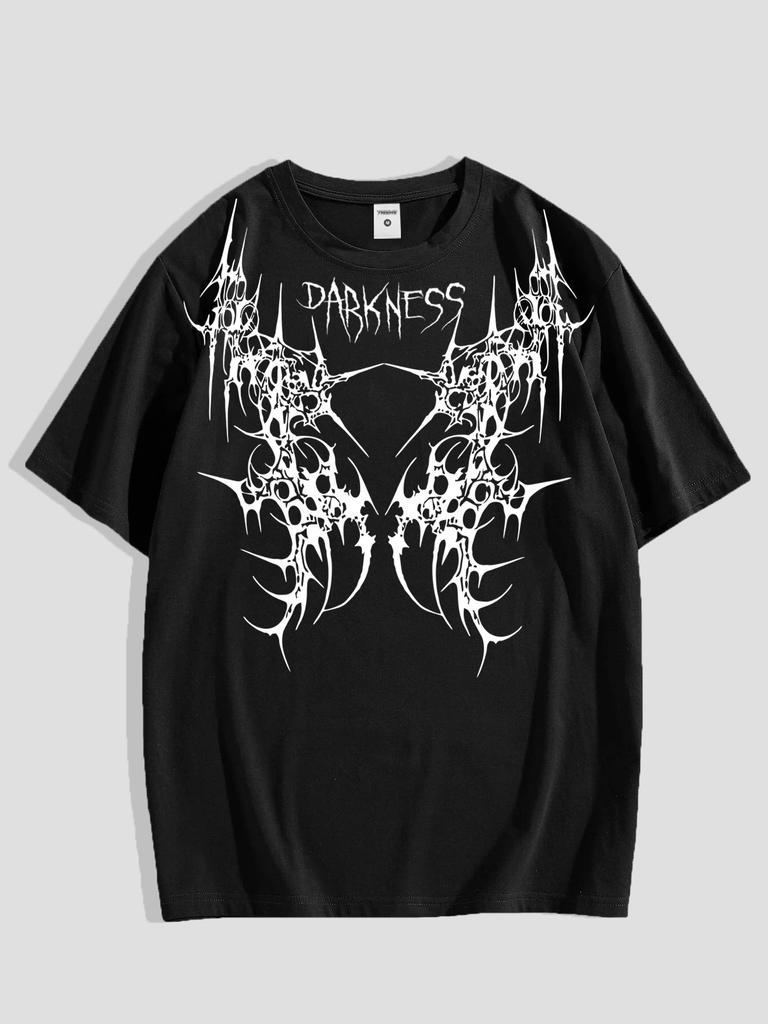 Men's Graphic Tee - Casual & Loose Dark Academia Short Sleeve T-Shirt Oversized Baggy Tops T-Shirt Black
