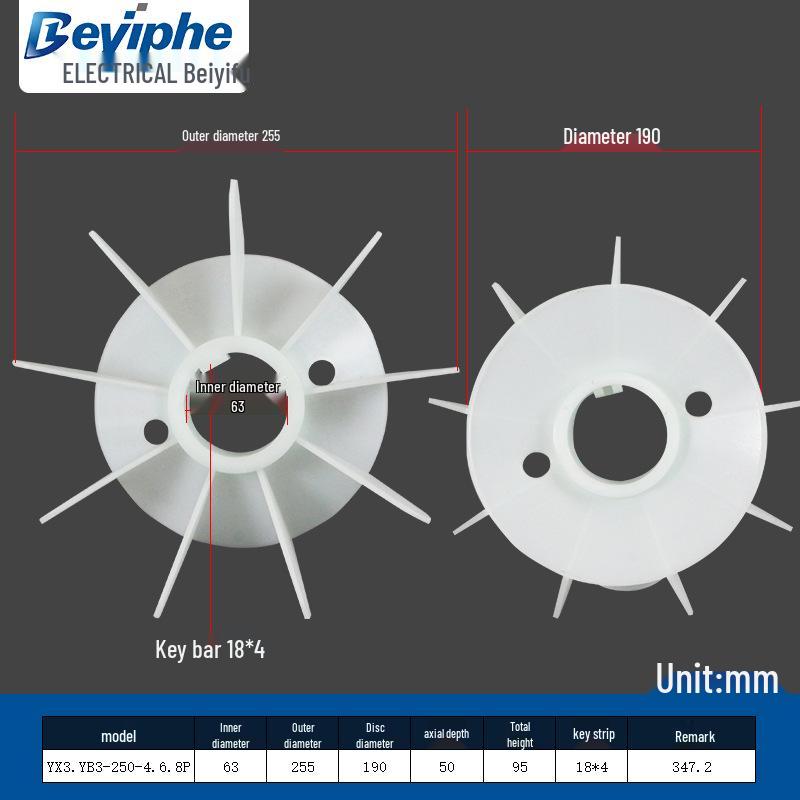 High-Temperature Resistant Y3/YX3 Plastic Cooling Fan Blade 0.55-160KW Energy Saving, New YE3.