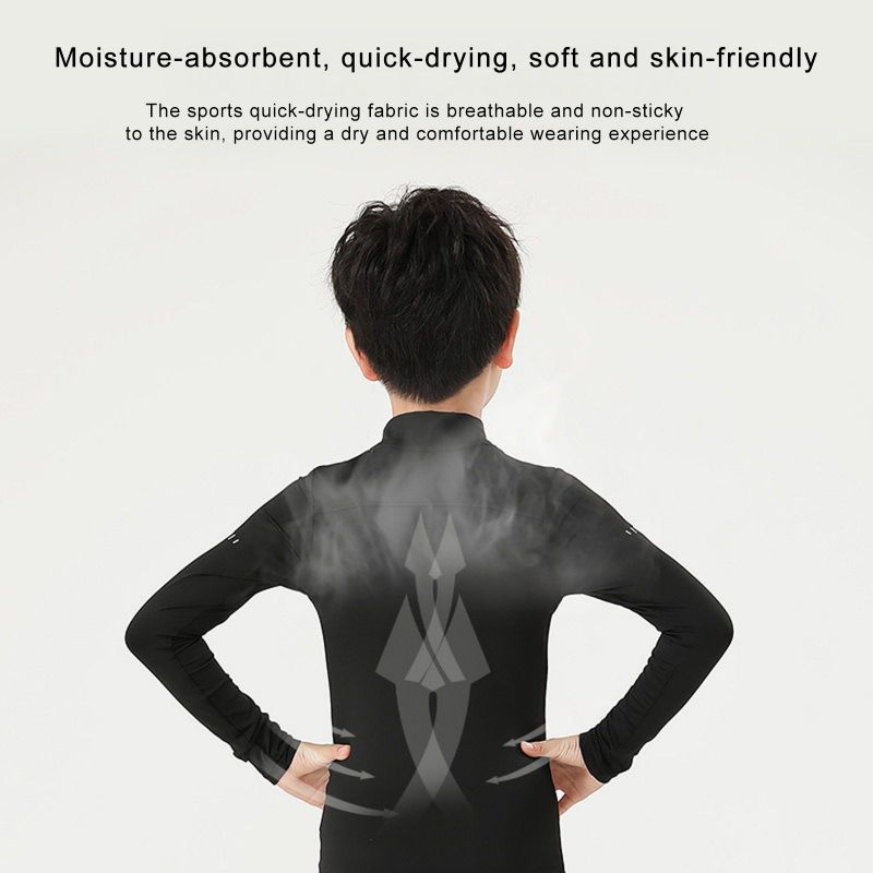 3-16 Years Kids Boys Quick Drying Breathable Elastic Sports Suit Sweatshirt Top and Tight Pants