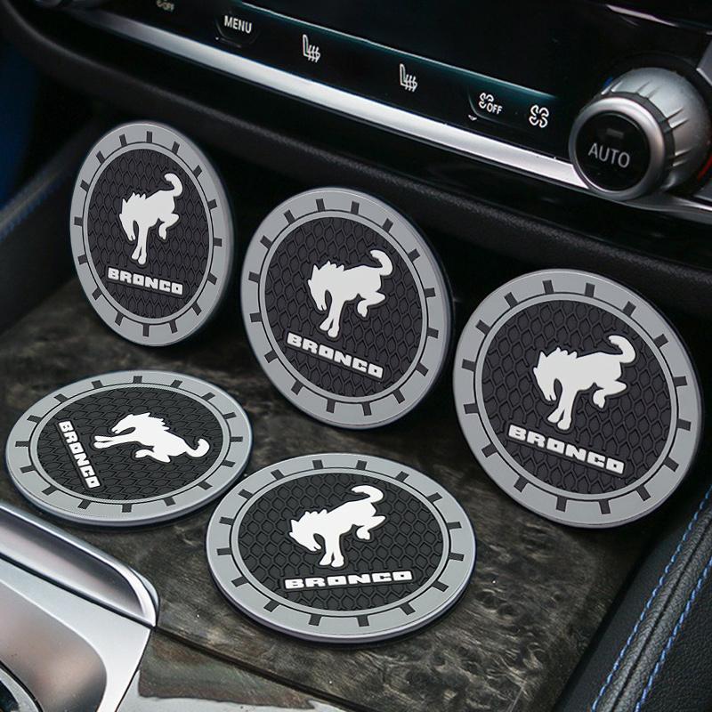 hnltu4 2Pcs Car Coaster Water Cup Bottle Holder Anti-slip Pad InteriorMat Ford Bronco STLine Focus MK2 MK3 MK4 Mustang GT SHELBY Mondeo