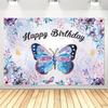 2D Flat Pastel Birthday Backdrop "Happy Birthday" Butterfly Themed Background Cloth