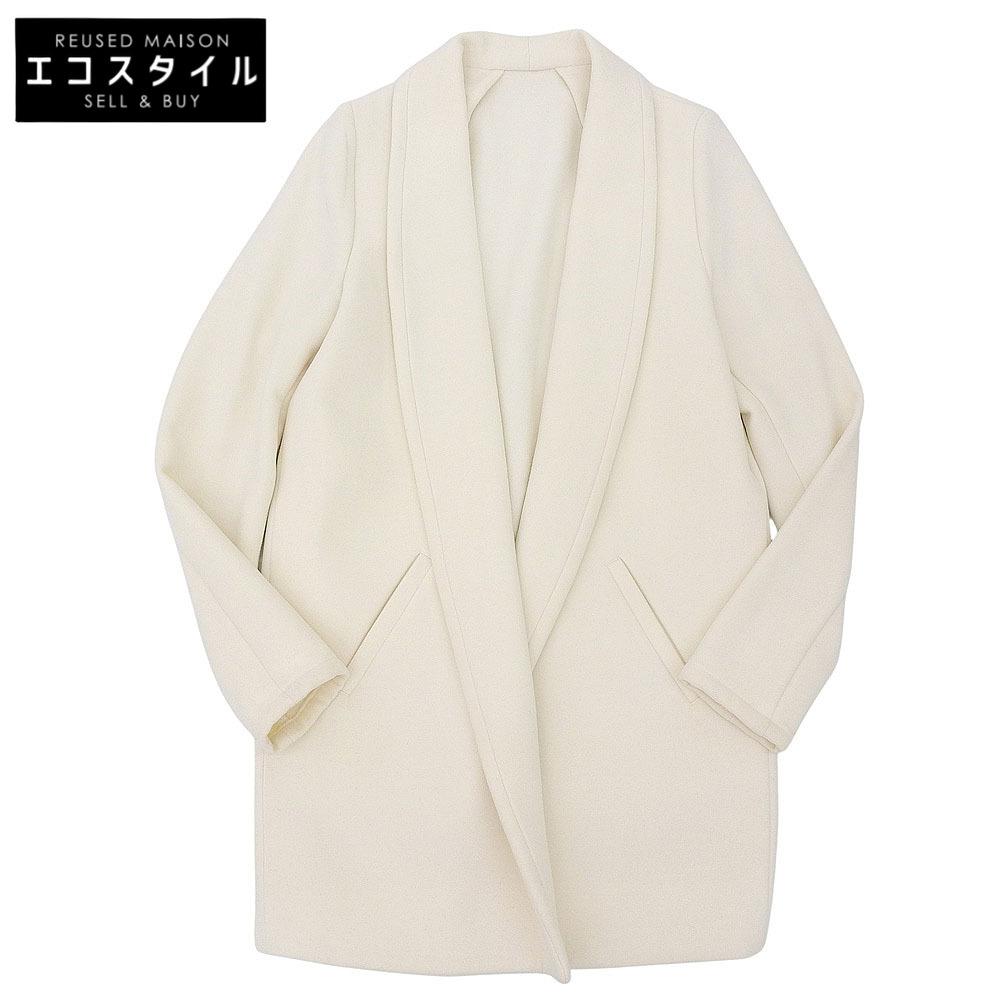 SOV. Women's Big Shawl Collar Open-Front Coat in White (Size F) coat ― whiteUsed