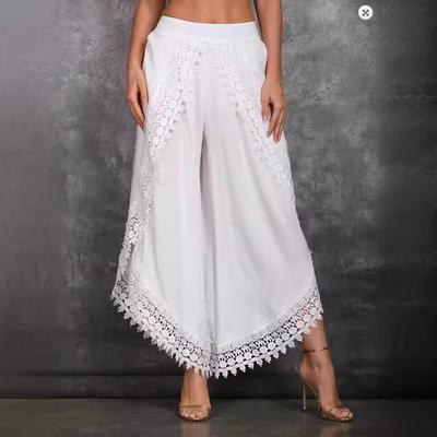 Women's Spring Summer Lace Lace Wide Leg Pants Wind Casual Skirt Office Skirt Pants