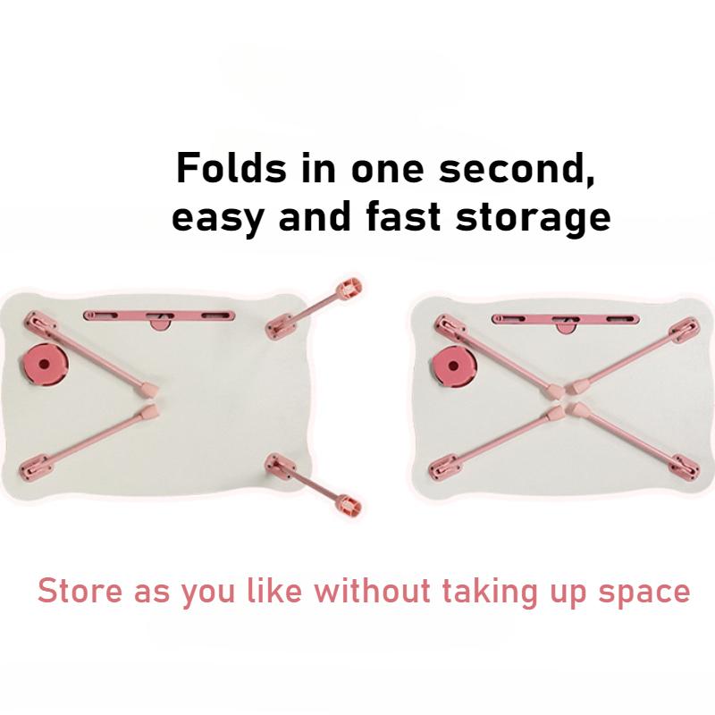 Small Foldable Laptop Desk with Cup Holder Card Slot Cute Bear Bed Desk Anti-slip Waterproof Tatami Table for Dormitory Student