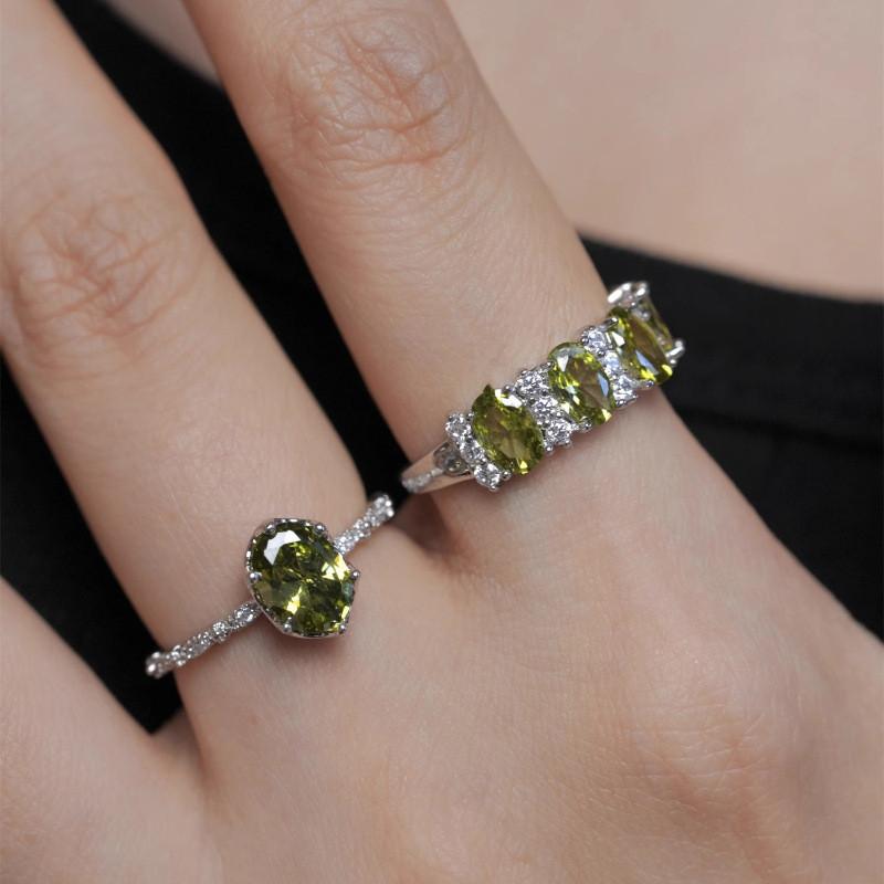 Chic And Sophisticated Olive Green Adjustable Ring For Trendy Women's Fashion Accessories