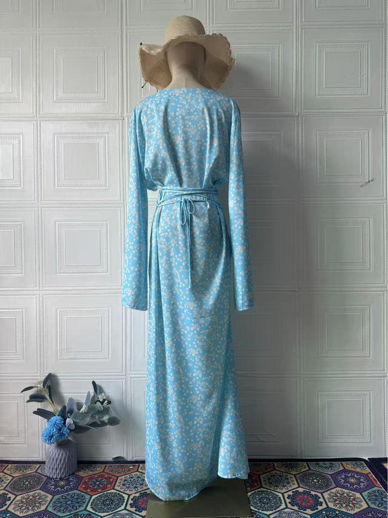 Elegant Long Sleeve V-Neck Dress - Beautiful, Sexy, Smooth, European and American Style (2025 Collection)