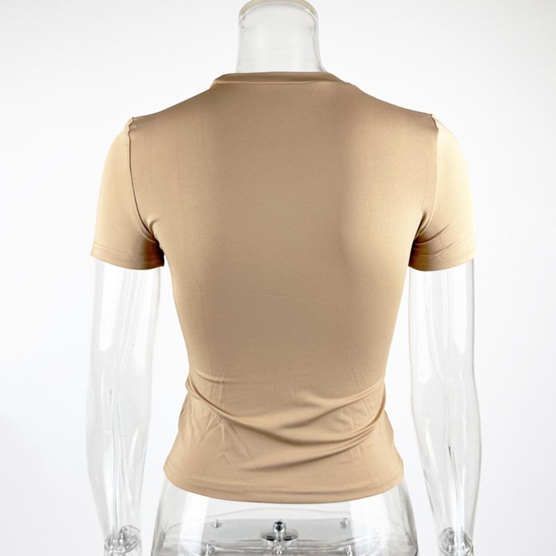 2025 European & American Style Women's Slim Fit Short Sleeve Round Neck T-shirt - Kardashian Inspired