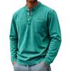 Men's Summer Long Sleeve Shirt Color Buttoned Pocket Casual Top for Everyday Wear