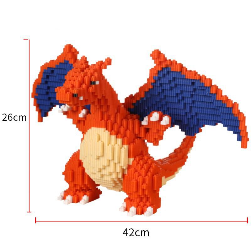 Non-Toxic Pokemon Fire-Breathing Dragon Assembled Building Blocks Model Bricks Toy For Children Gifts Micro Puzzle Toys Desktop Decoration
