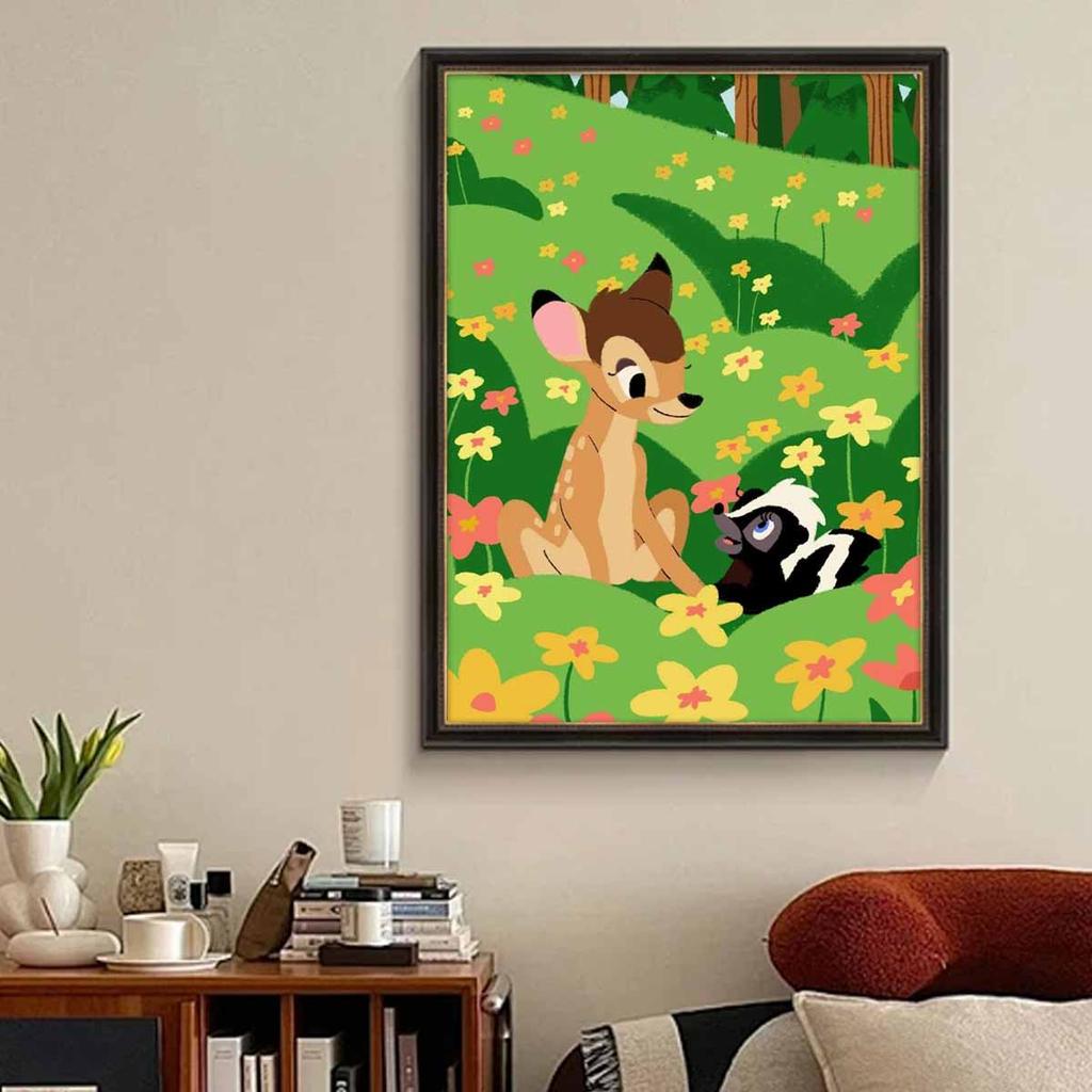5D Diy Diamond Painting Bambi The Fawn and Skunk Full Drill Rhinestones Mosaic Embroidery Handmade Products Home Decor Gift