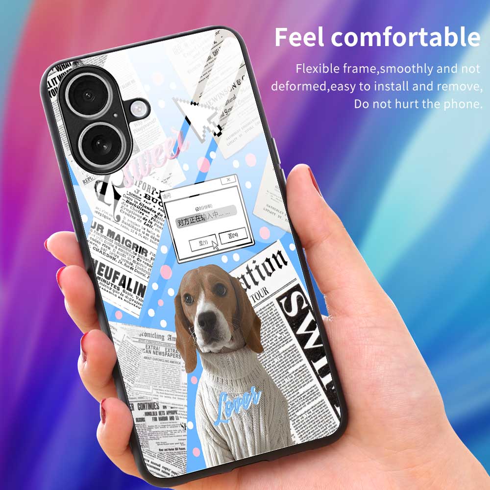 For iPhone 17 Case TPU PC Tempered Glass Pattern Printing Anti Drop Phone Back Cover