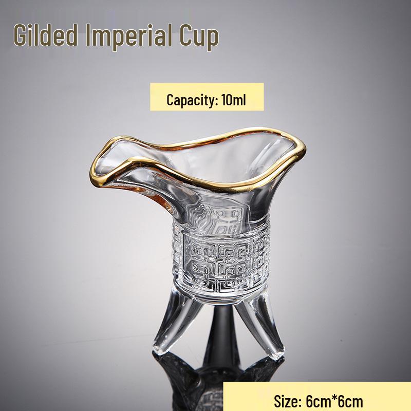 Gilded Three-Legged Emperor s Noble Baijiu & Wine Cup Set - Antique Style Glass Small Cups for Liqueur and Wine