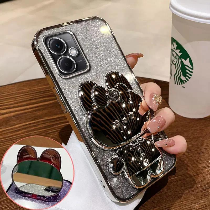 Rabbit Mirror Bracket Case for Motorola Moto Edge 30 20 G84 G73 G72 G62 G60 S G64 G54 G53 E32 E22 E13 Seismic Protective Shell