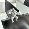 Creative Roar Gorilla Desk Monitor Topper Figurine 3D Printed Statue Grey Ape Ornament for Computer Monitor Shelves Office Decor