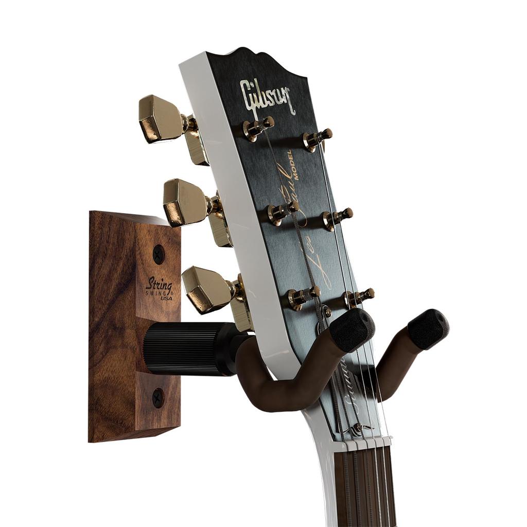 String Swing CC01K Guitar Hanger and Mounting Bracket for Acoustic and Electric Black Walnut - - Wall-Mounted Guitars,