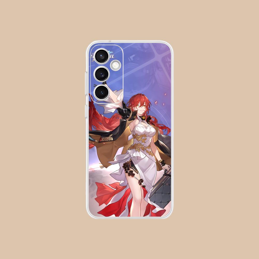HSR Himeko Clear Mobile Phone Case for Samsung Galaxy S25 S24 S23 S22 S21Plus FE Ultra Colorful Cover