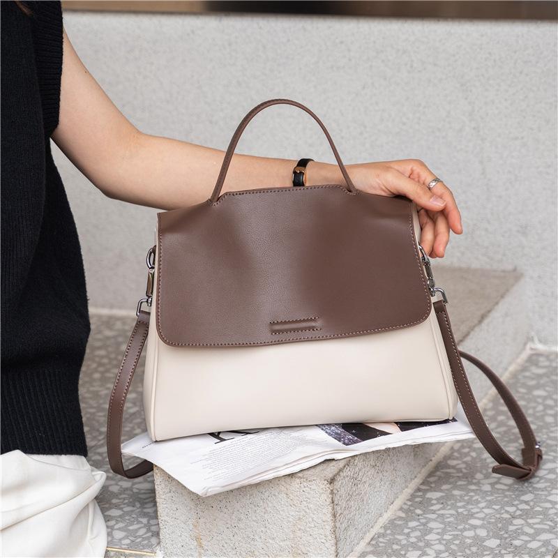 Autumn and Winter New Soft Cowhide Portable Tote Bag Women's Versatile Senior Sense Commuting Large Capacity Leather Shoulder Messenger Bag