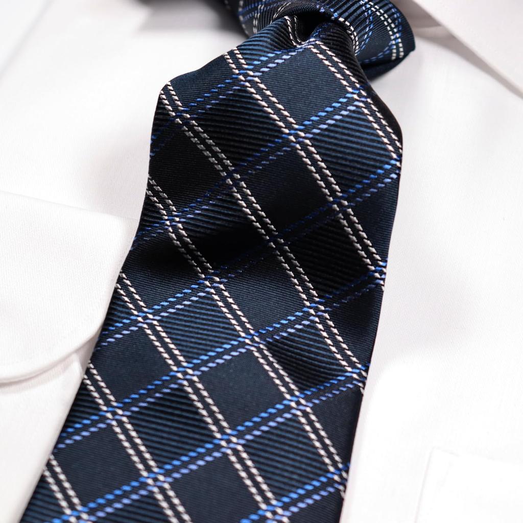 [Michiko London] Made in Japan KOSHINO Check Pattern Silk Necktie - 100% Silk - Perfect for Suits and Jackets - Stylish and Ideal for Men and Women -
