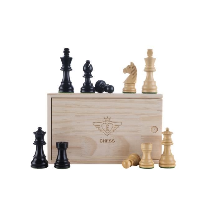 Jeu d'échecs en Bois - ENGELHART - Luxe - 50 cm x 50 cm - Pièces en Buis - Coffret en Bois