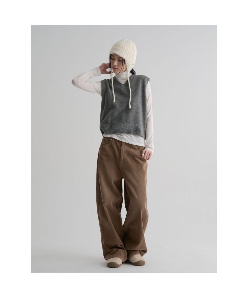 8SECONDS Washed Corduroy Wide Pants Beige