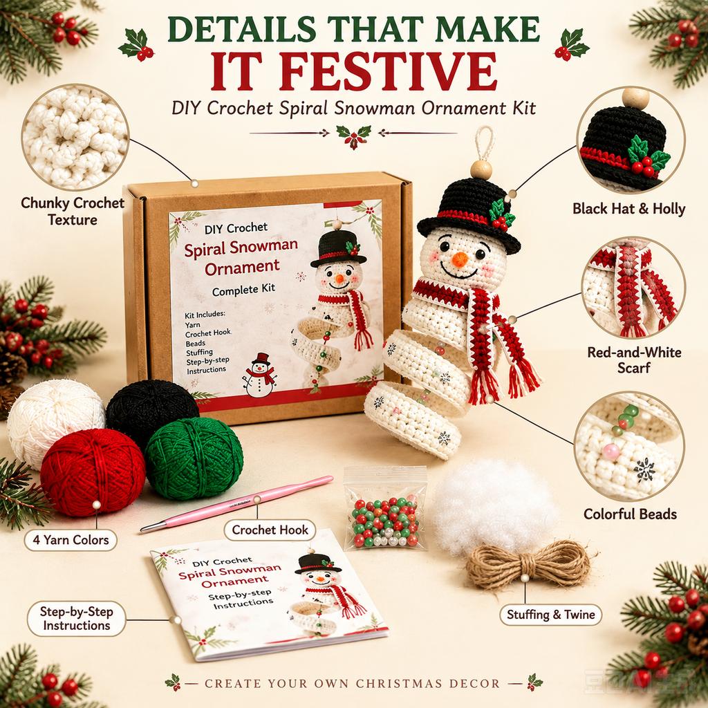 Christmas Snowman Crochet DIY Kit