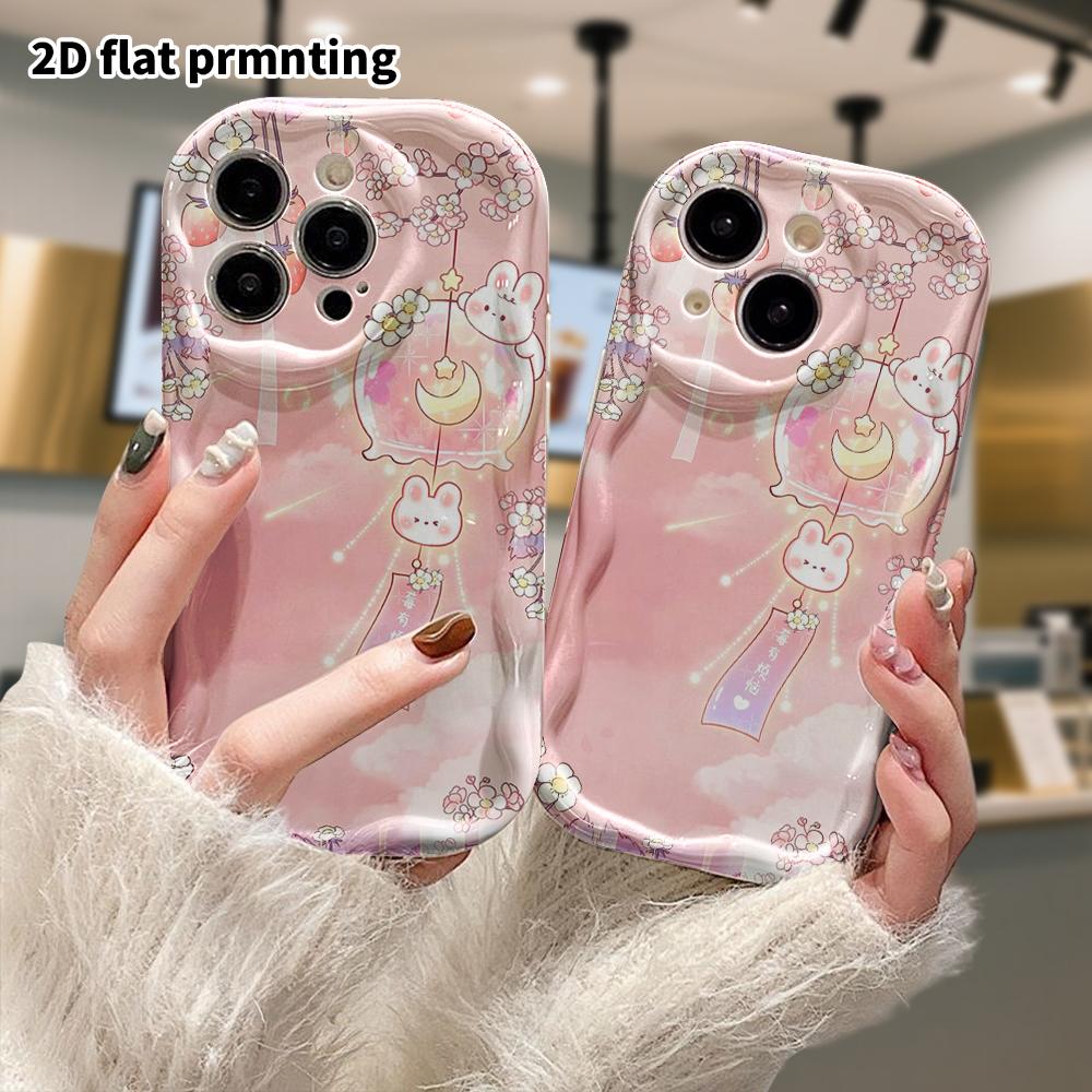 Phone Case: 2D Flat Design, Suitable for iPhone 18, 17, 16, 15, 14, 13, 12 Pro Protective Cases, Phone Decoration, Cherry Blossom Wind Chime, Hallowee