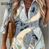 Spring Long Sleeve Button Shirts 3D Floral Printed Loose Lapel Shirt Vintage Women's Blouses Tops Summer Female Clothing 2026