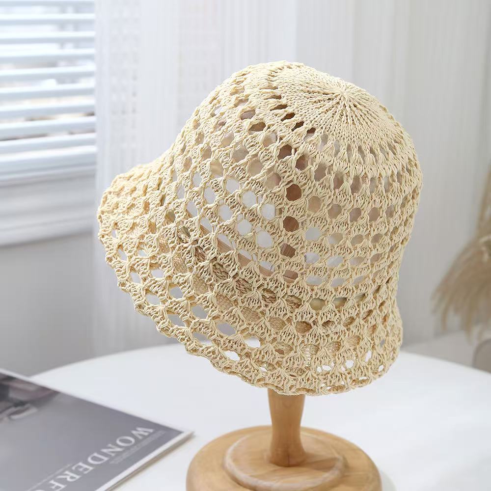 

Летняя ажурная панама женская дышащая шляпа тонкая солнцезащитная шляпа от солнца модная шляпа-ведро шляпа-колокол дорожная шляпа от солнца Adult average size