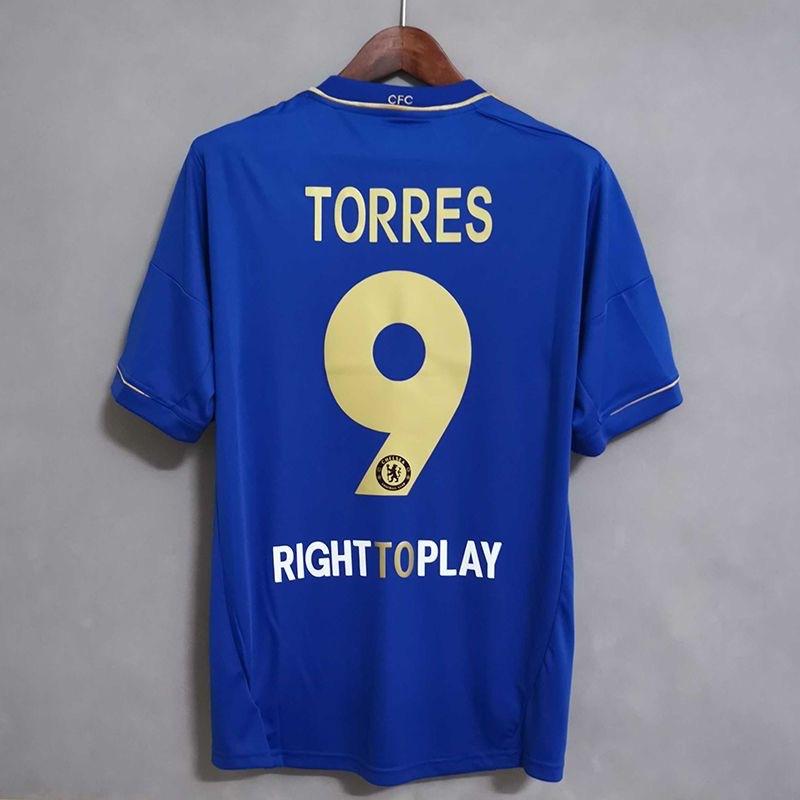 Maillot domicile bleu rétro Chelsea en gros N°. 9 Torres Non. 11 Drogba maillot de football classique pour adulte
