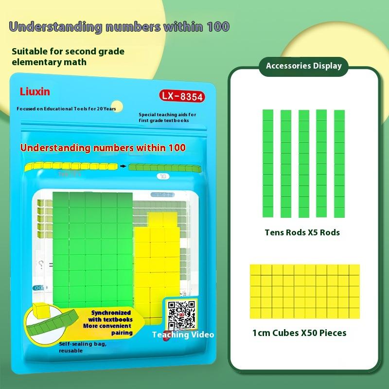 1 Set Kids Math Plaything Ten Hundred Thousand  Complete Kit Math  Plastic Base Toys Counting Cubes Games